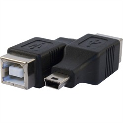 Adapter, USB-B Female To USB Mini-B Male